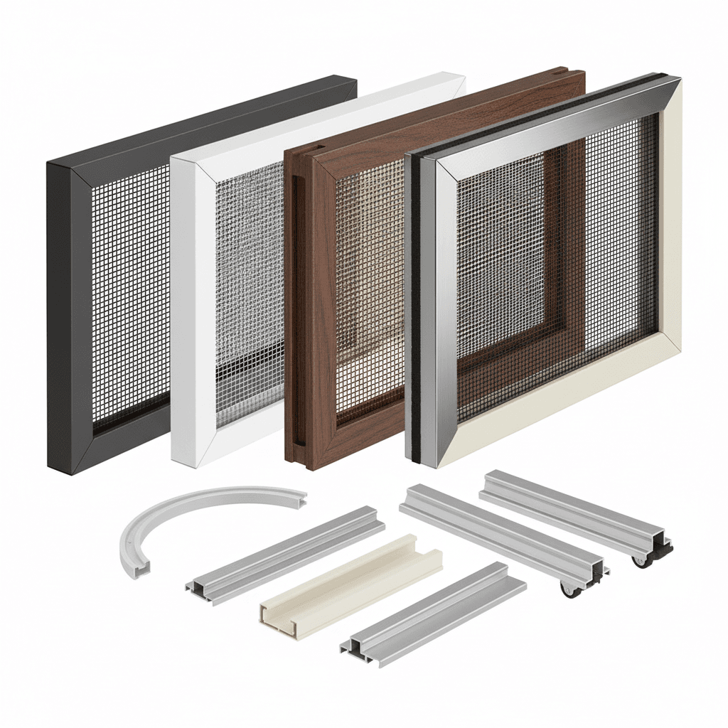Different screen mesh materials and track system components